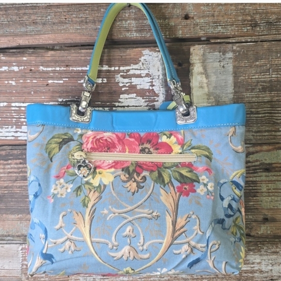 Brighton Jodi  Blue Heart Reversible Leather Tote Shoulder Bag - Picture 6 of 7